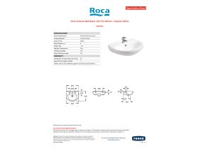 Specification Sheet - Roca Victoria Wall Basin with Fix 520mm 1 Taphole White