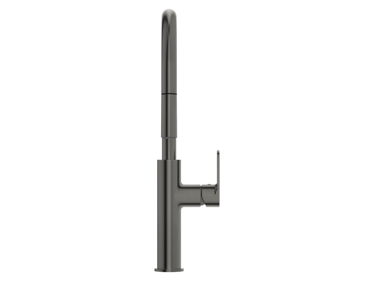 Supporting Image 2 - Mizu Soothe MK2 Gooseneck Pull Out Sink Mixer Curved Brushed Gunmetal (5 Star) Lead Free - Front
