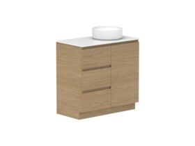 Supporting Image - Posh Domaine Plus Hamper Trio 900 Floor Mounted Right Bowl 12mm Durasein Top