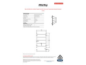 Specification Sheet - Mizu Drift MK2 550 x 800mm Heated Towel Rail Only (Less Transformer) Brushed Gunmetal