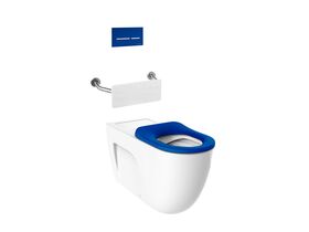 Roca Meridian 800 Back To Wall Rimless Inwall Suite, Button/Plate, Back Rest, Single Flap Seat Blue (4 Star)