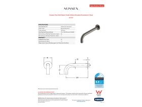 Specification Sheet - Sussex Pure Wall Basin Outlet 250mm Brushed Gunmetal (3 Star)