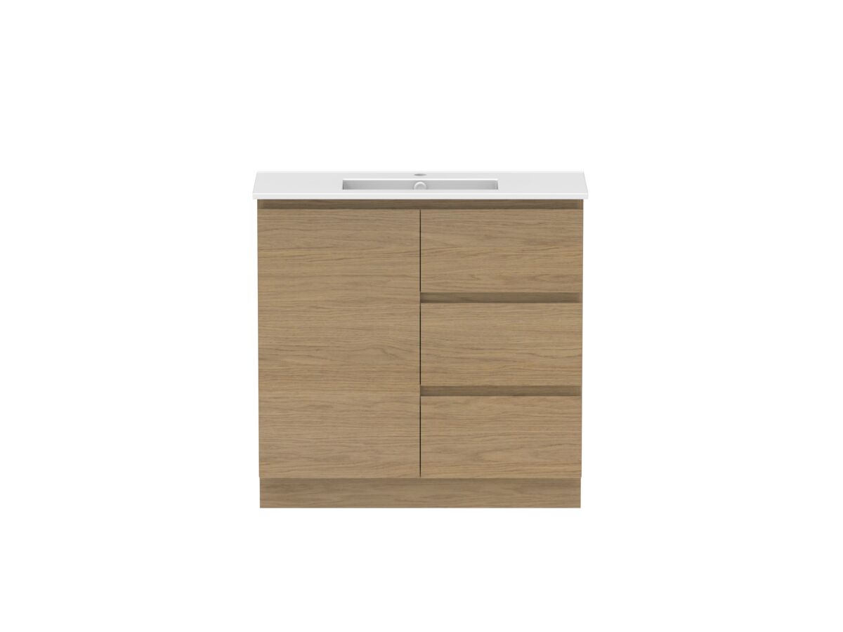 Hero - Posh Domaine 900mm Ensuite Floor Mount Vanity Unit Matte White Ceramic Top