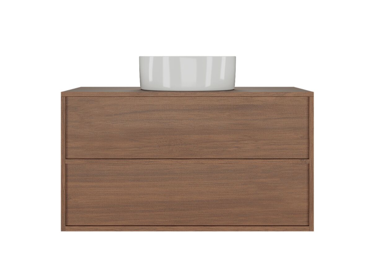 Supporting Image - Kado Aspect 900mm Wall Hung Vanity Unit Timber Top - Florentine Walnut