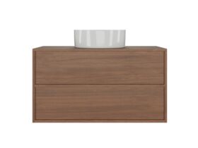 Supporting Image - Kado Aspect 900mm Wall Hung Vanity Unit Timber Top - Florentine Walnut