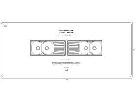 Cutout Template - Posh Bristol Double Bowl Sink 1 Taphole with Drainer Stainless Steel