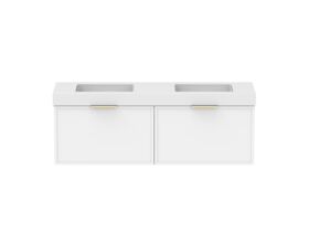 Supporting Image - Kado Lux Slim All Drawer 1500mm Wall Hung Vanity with Double Basin 90mm Top Matte White