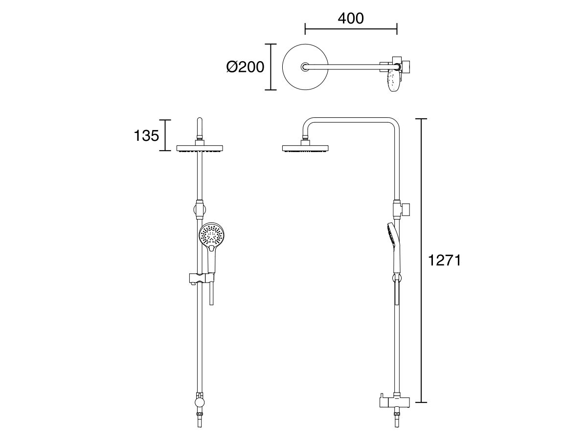 American Standard Cygnet Twin Shower Round 3 Function Chrome (3 Star)