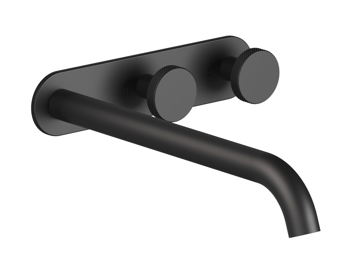 Supporting Image - Faucet Strommen Vara Disc Wall Basin / Bath Hostess Tap System Right Hand 250mm Trimset Matte Black (6 Star) Lead Free