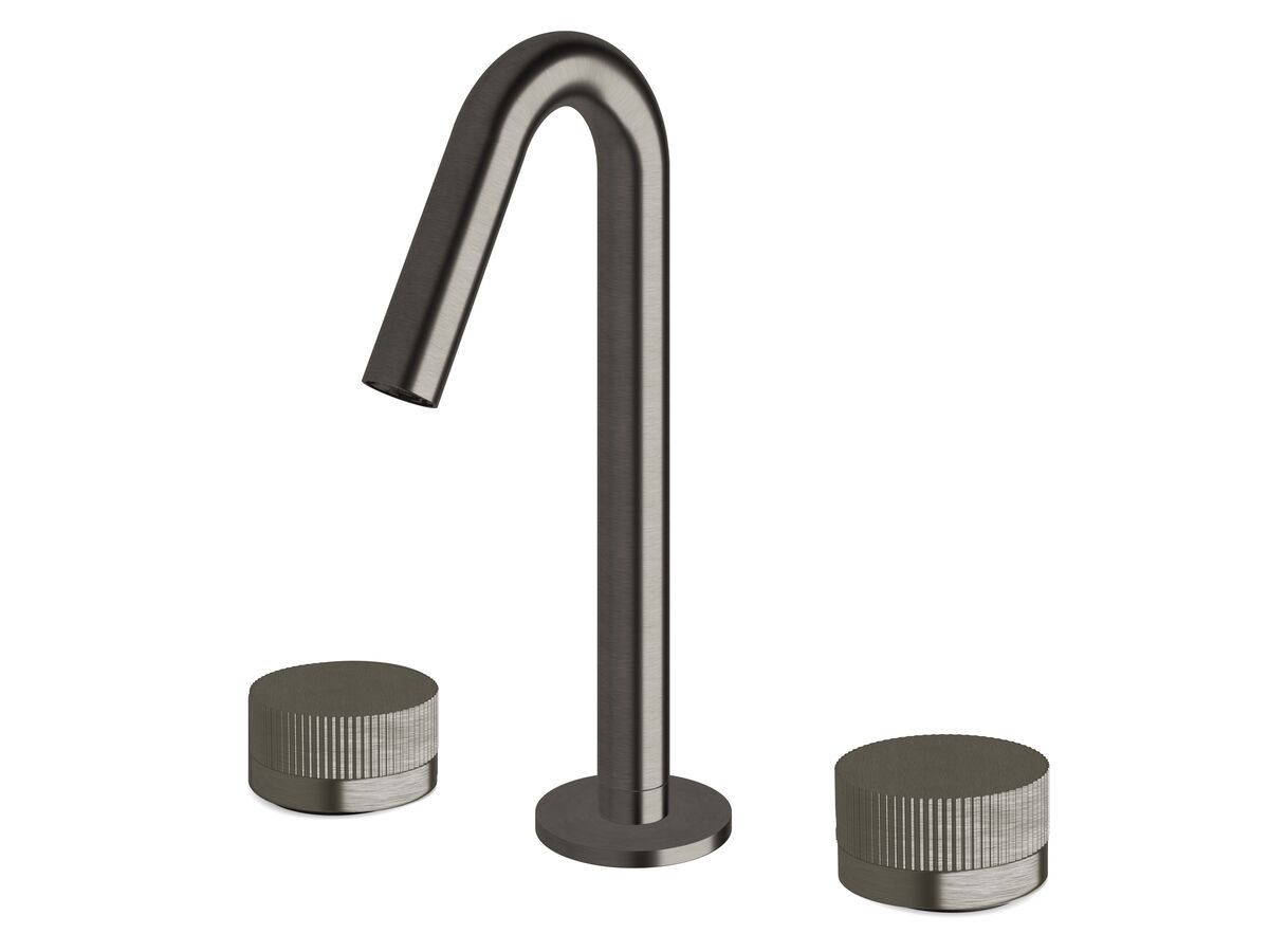 Sussex Pure Basin Set with Linear Textured Handles PVD Brushed Gunmetal (5 Star)