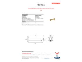Specification Sheet - Scala Wall Bath Outlet Straight 160mm PVD Brushed Gold Lead Free