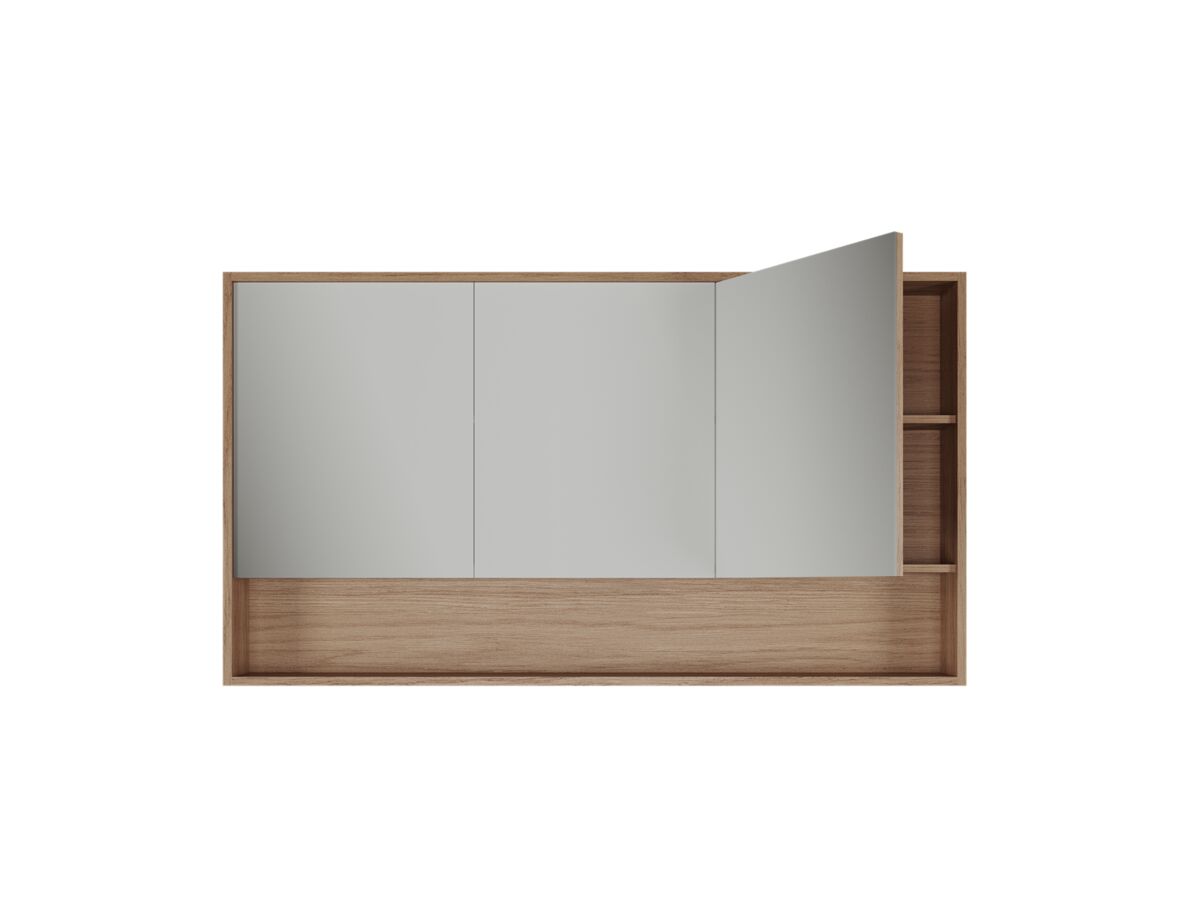 Supporting Image - Kado Aspect 1500mm Mirror Cabinet Three Doors with Shelf and Surround View - Boston Oak Open