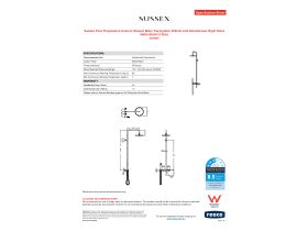 Specification Sheet - Sussex Pure Progressive Column Shower Mixer Tap System 250mm with Handshower Right Hand Matte Black (3 Star)