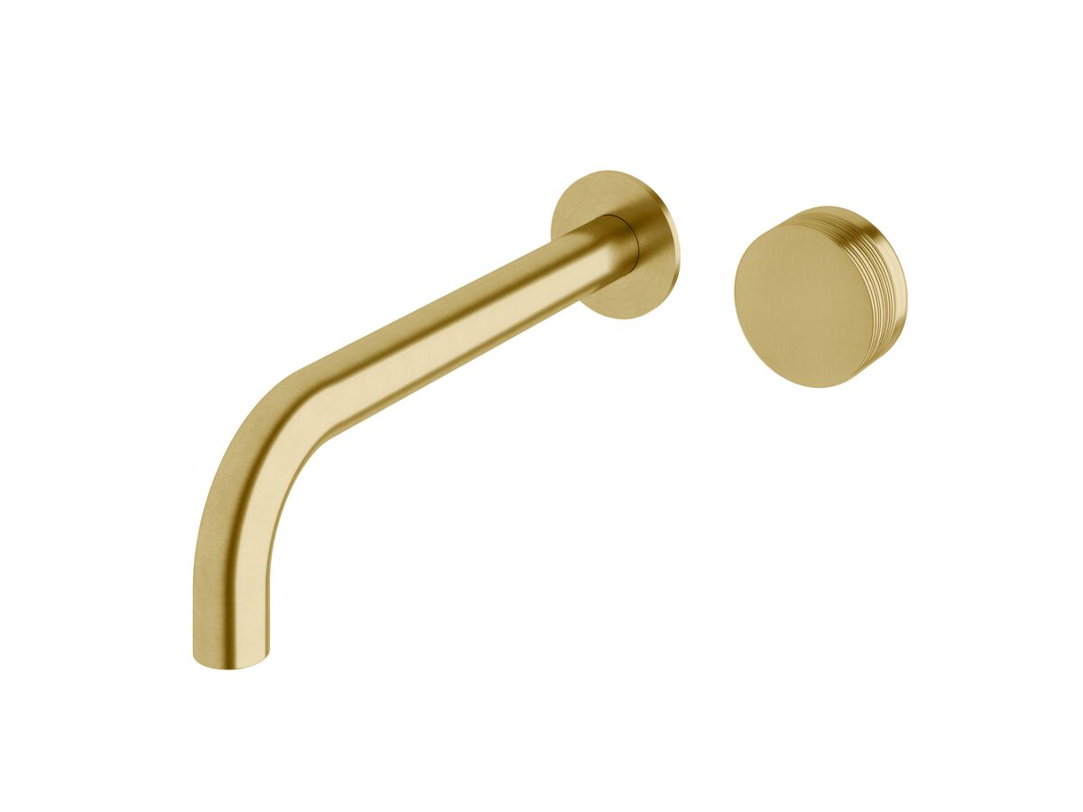 Sussex Pure Progressive Wall Bath/Basin Mixer Tap System 250mm with Cirque Textured Handle PVD Brushed Gold (3 Star)
