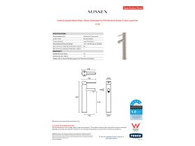 Specification Sheet - Scala Extended Basin Mixer 100mm Extended Pin PVD Brushed Nickel (5 Star) Lead Free