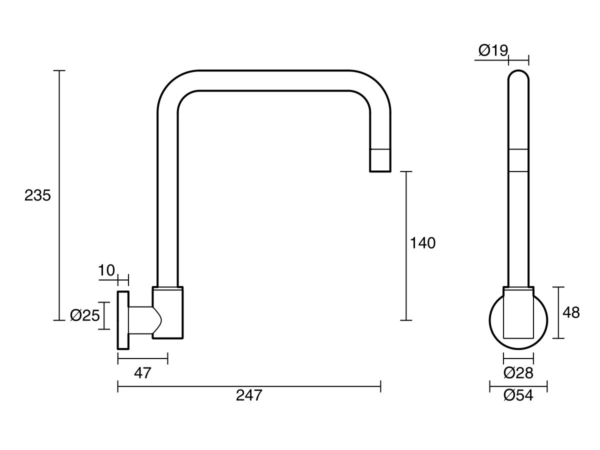 Sussex Scala Wall Sink Swivel Outlet Square