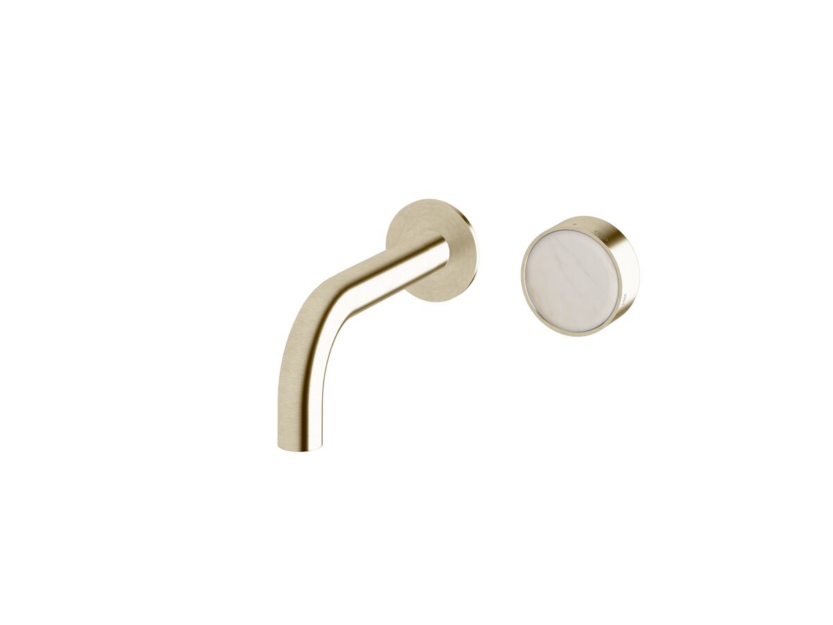 Supporting Image - Sussex Pure Elemental Progressive Wall Basin Mixer System 160mm PVD Brushed Platinum Gold (3 Star) Lead Free with Aurora Insert