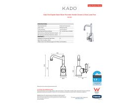 Specification Sheet - Kado Era English Basin Mixer Porcelain Handle Chrome (5 Star) Lead Free