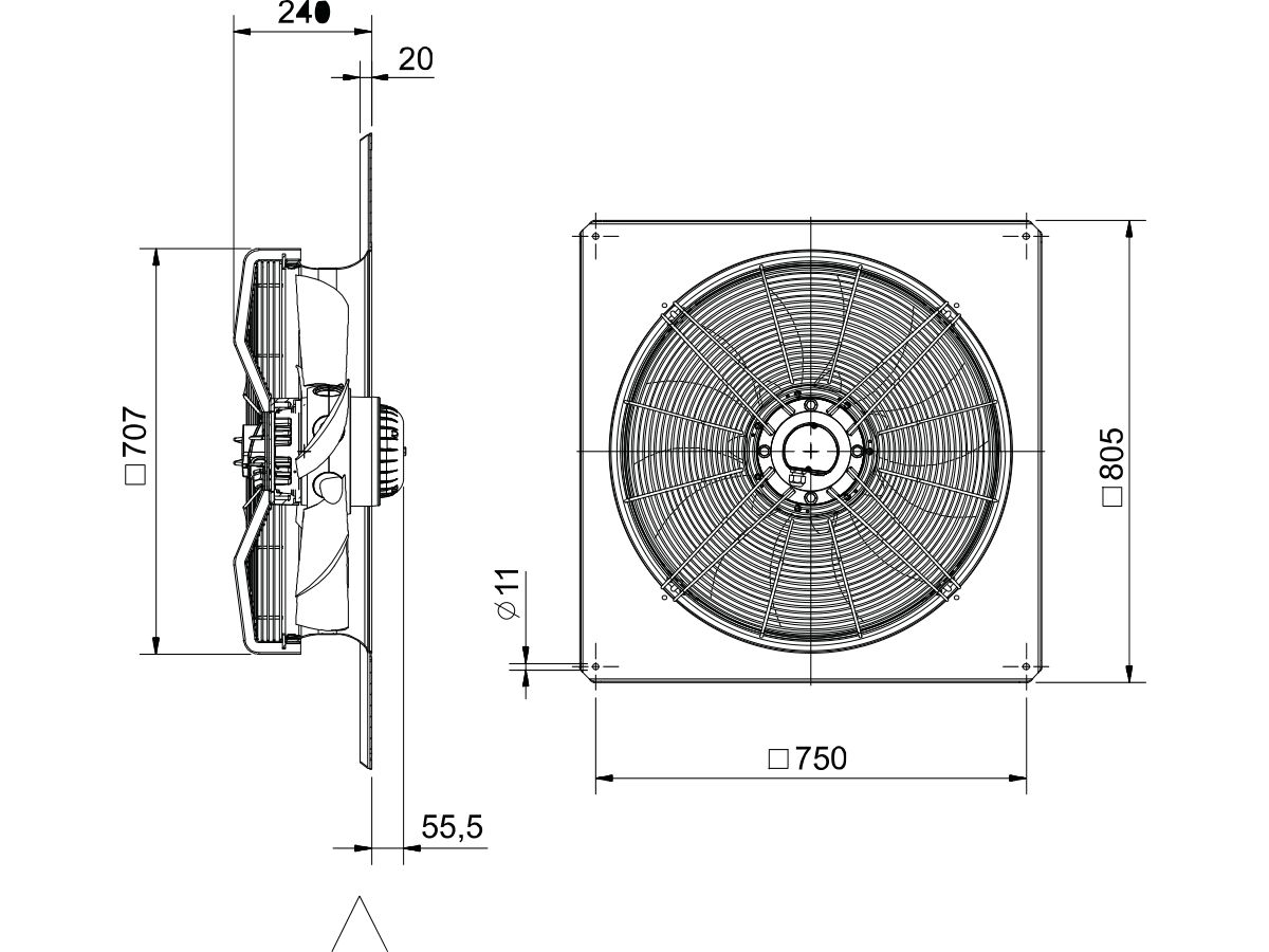 SolerPalau Fan 630mm 3Ph HRST/4-630/33BZ