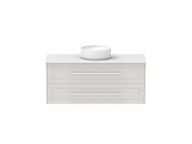 Hero - Kado Lux All Drawer 1200mm Wall Hung Vanity Centre Basin 20mm - Feather Grey - Front