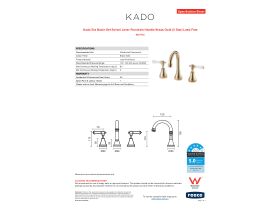 Specification Sheet - Kado Era Basin Set Swivel Lever Porcelain Handle Brass Gold (5 Star) Lead Free