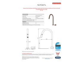 Specification Sheet - Sussex Pure Progressive Sink Mixer Tap Set with Pull Out Spray and Diamond Textured Handle PVD Brushed Bronze (4 Star)