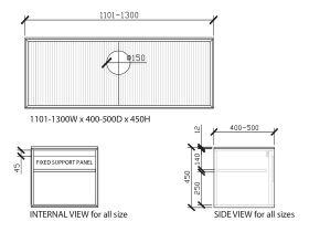 ISSY Custom Halo I Vanity Unit with Two Doors and Internal Shelf, with Handle 1101-1300widex400-500deepx450high