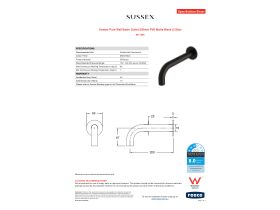 Specification Sheet - Sussex Pure Wall Basin Outlet 200mm PVD Matte Black (3 Star)
