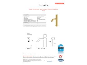 Specification Sheet - Sussex Pure Basin Mixer Tap Curved Spout PVD Brushed Gold (5 Star)