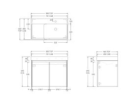 Technical Drawing - Roca Ona Vanity All Door Right Hand Bowl 800mm