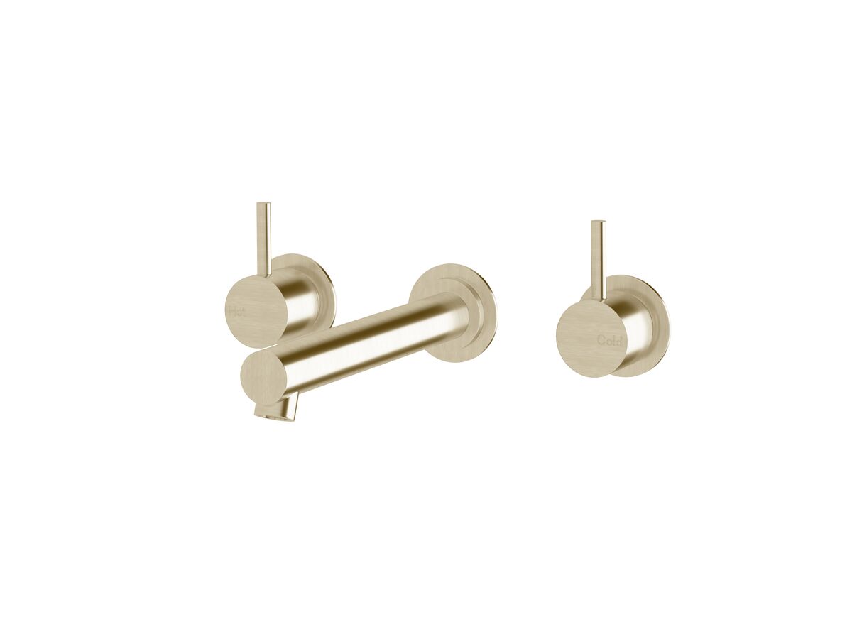 Sussex Scala Straight Wall Basin Set with 200mm Outlet LUX PVD Brushed Platinum Gold (6 Star)