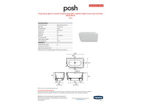 Specification Sheet - Posh Solus Back to Corner Freestanding Bath 1300mm Right Corner with Overflow Matte White