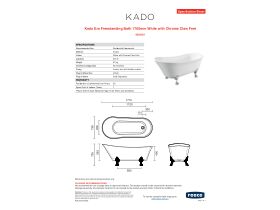Specification Sheet - Kado Era Freestanding Bath 1700mm White with Chrome Claw Feet