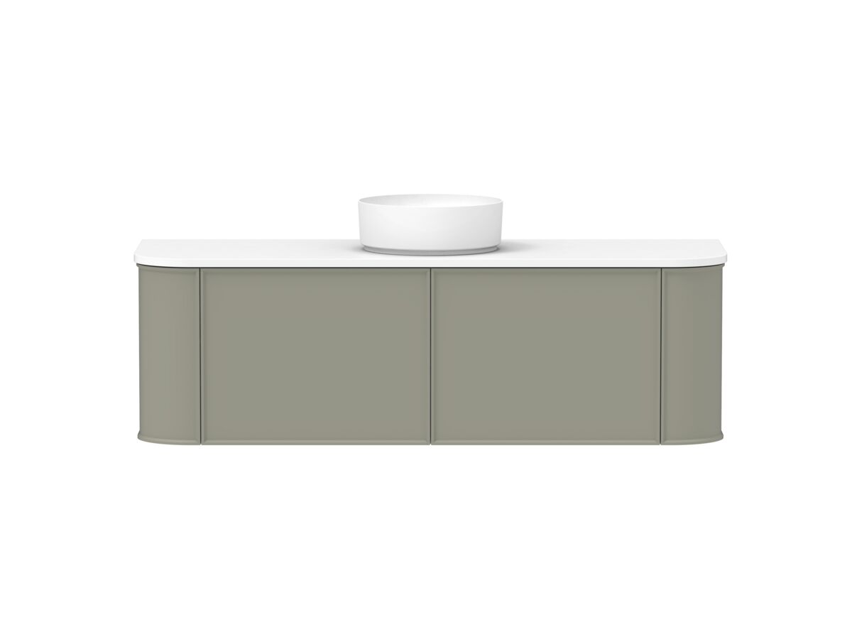Hero - Kado Era Double Curve All Drawer 1500mm Wall Hung Vanity with Centre Basin 20mm Top Wolfram Green