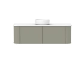 Hero - Kado Era Double Curve All Drawer 1500mm Wall Hung Vanity with Centre Basin 20mm Top Wolfram Green
