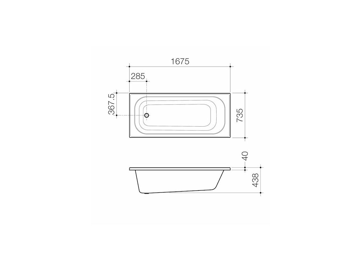 Caroma Luna Four Tile Flange Bath 1675mm White