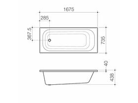 Caroma Luna Four Tile Flange Bath 1675mm White