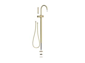 Supporting Image - Faucet Strommen Vara Fin Floor Mounted Bath Mixer with Handshower Kit Brushed Admiralty Brass (3 Star)