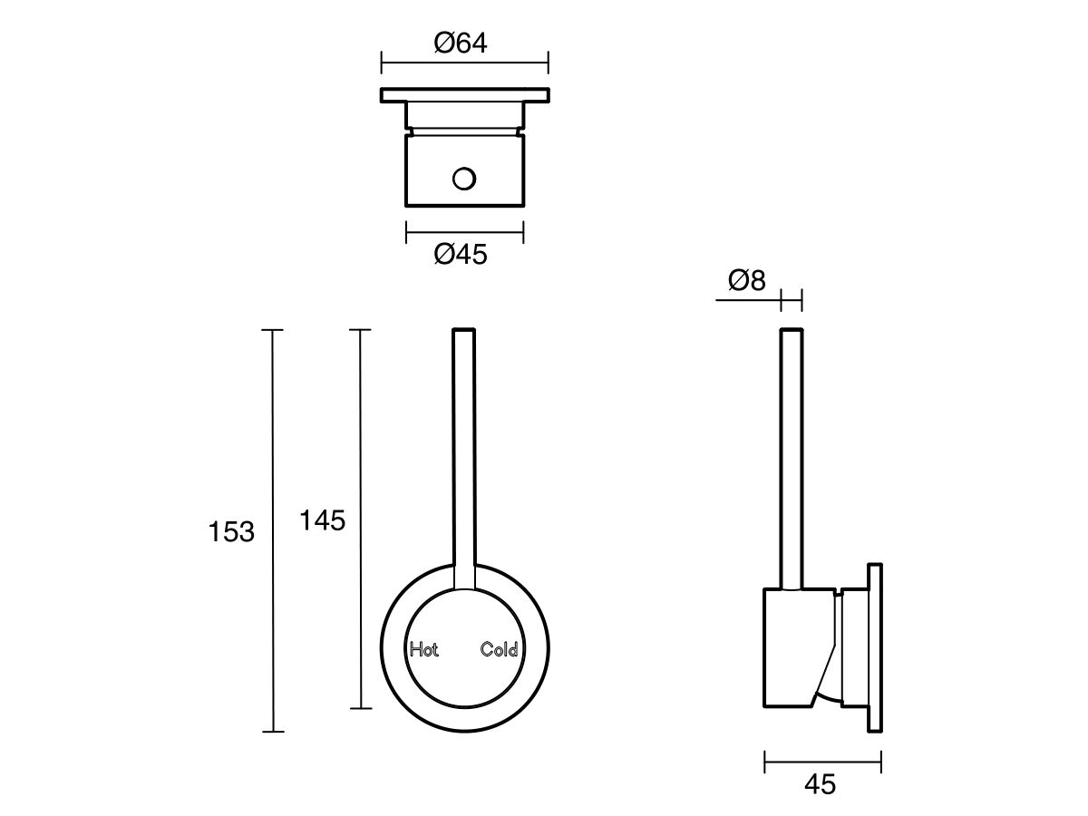 Sussex Scala Wall Mixer Tap with 100mm Extension Pin