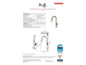 Specification Sheet - Milli Etch Gooseneck Pull Out Sink Mixer Brushed Bronze (5 Star)