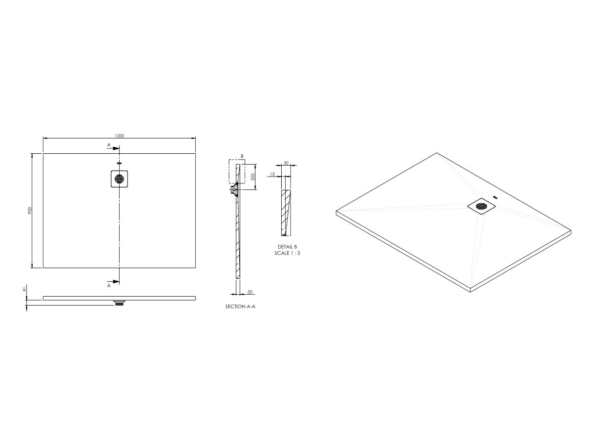 Roca Cyprus Shower Floor 1200 x 900mm Blanco