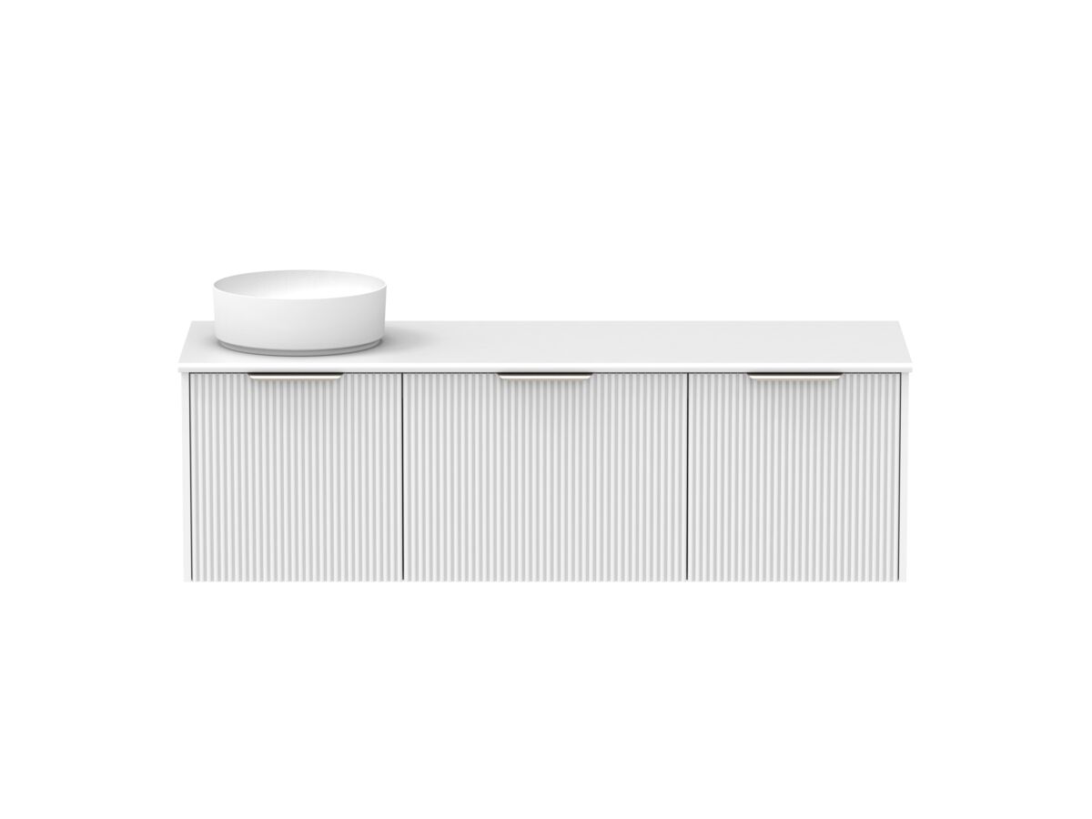 Supporting Image - Kado Neue Fluted Square All Drawer 1500mm Wall Hung Vanity with Left Hand Basin 20mm Top Ultra White