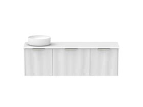 Supporting Image - Kado Neue Fluted Square All Drawer 1500mm Wall Hung Vanity with Left Hand Basin 20mm Top Ultra White