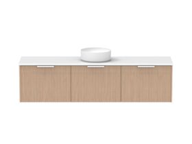Supporting Image - Kado Neue Fluted Square All Drawer 1800mm Wall Hung Vanity with Centre Basin 20mm Top Blonde Oak
