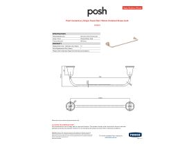 Specification Sheet - Posh Canterbury Single Towel Rail 750mm Polished Brass Gold