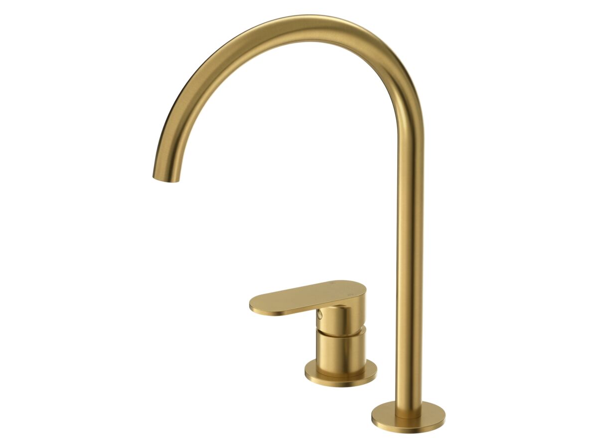 Hero - Mizu Soothe MK2 Extended Height Hob Mixer Set Brushed Brass (5/6 Star) Lead Free