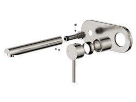 Supporting Image - Posh Bristol Pin Basin / Bath Wall Mixer Tap Set Brushed Nickel (5 Star) Lead Free