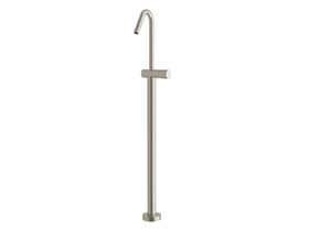 Sussex Pure Floor Mounted Bath Mixer Tap with Linear Textured Handle PVD Brushed Nickel