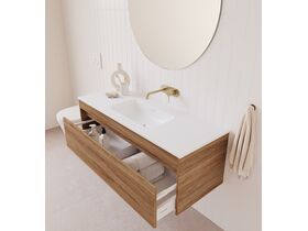 In Situ - Posh Domaine Single 1200 1 Drawer Wall Hung Vanity Colour Console Top Matte White Mineral Cast No Taphole