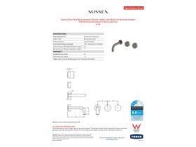 Specification Sheet - Sussex Pure Wall Basin Hostess System 160mm with Diamond Textured Handles PVD Brushed Gunmetal (3 Star) Lead Free